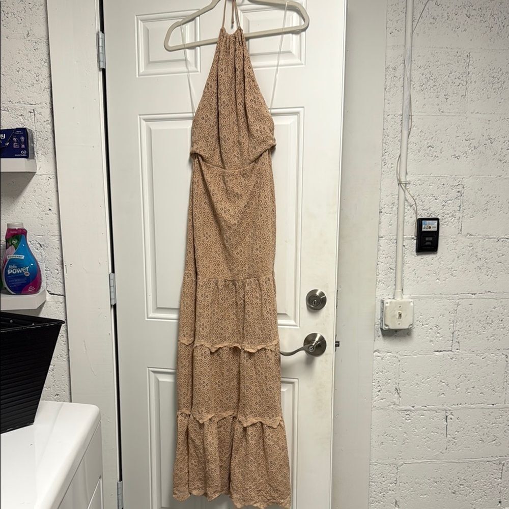 Nightcap Tan Halter Maxi Sundress - Size Small - Like New Summer Maxi Dress